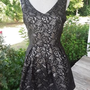 Adorable Matalic fit and flare black and silver dress